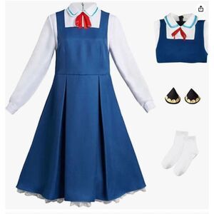 COLSA Women AnyaForger Costume Dress Anime Missing Head piece (black/yellow)